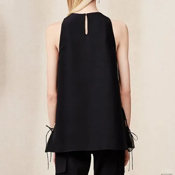 Ralph Lauren Spring/Summer 2015 Black Silk Shantung Sleeveless Tunic Blouse - Picture 4 of 16